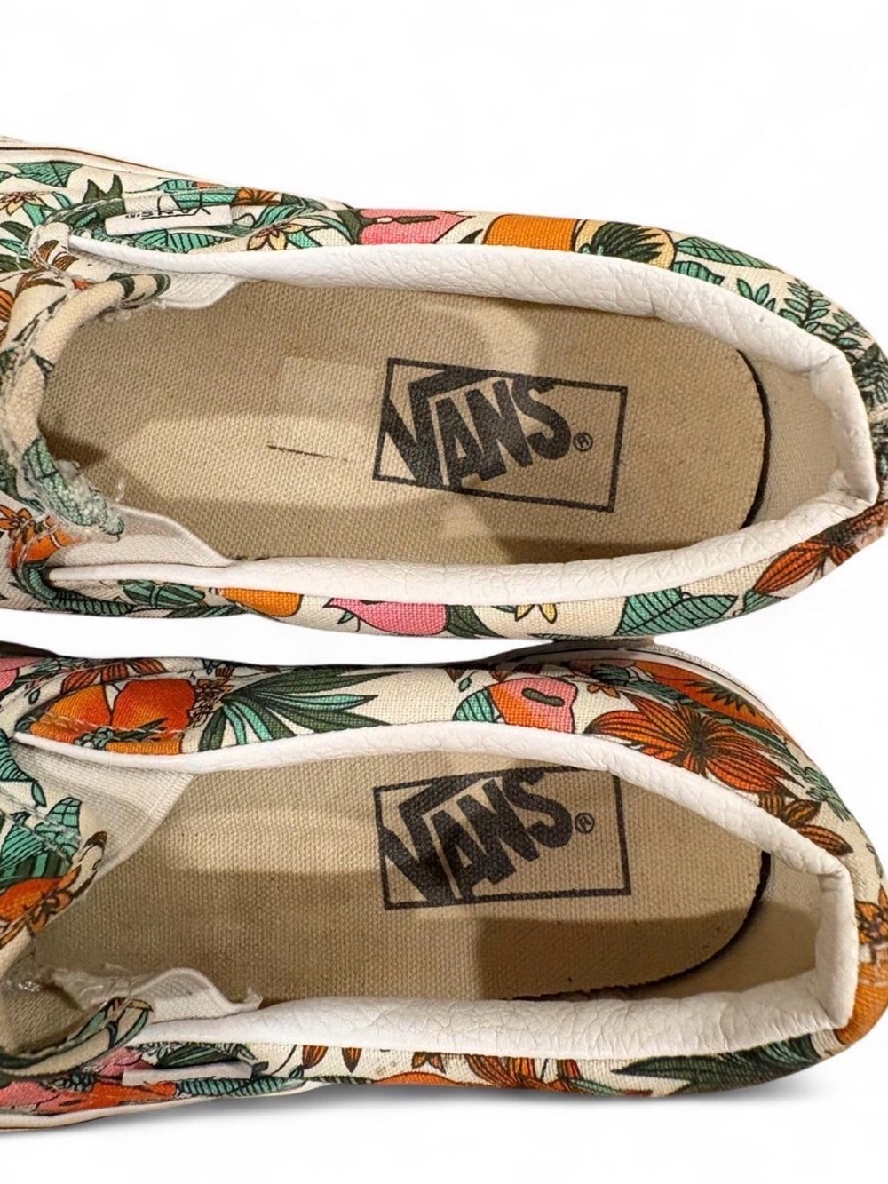 Vans Floral Canvas Slip-On in Cream, Green, Orange, Pink - Picture 4 of 6